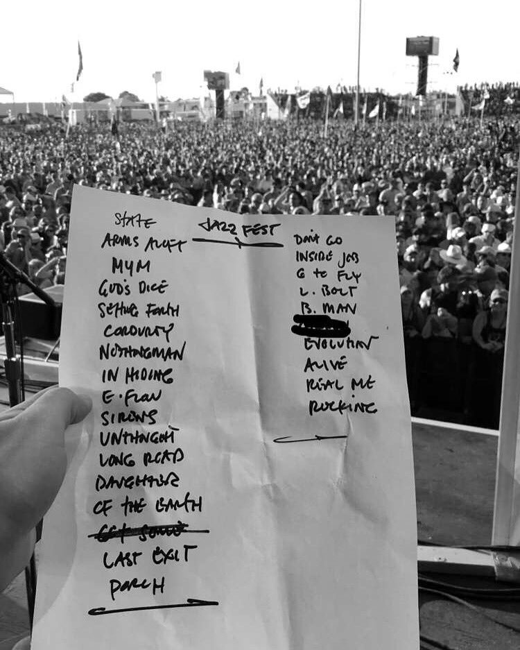 Setlist photo from Pearl Jam, New Orleans Jazz & Heritage Festival, New